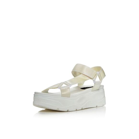 AQUA Shoes - AQUA Womens White 1.5" Platform Nylon Straps Sun Platform Sandals 8.5 M